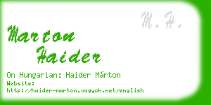 marton haider business card