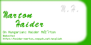 marton haider business card